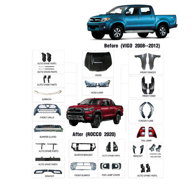 4x4 طقم جسم السيارة المصد الخلفي الأمامي لتويوتا هايلكس فيجو 08-12 الترقية إلى 2021 روكو
